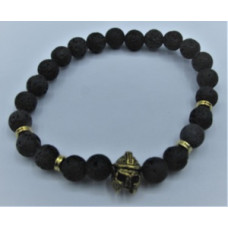 6 mm Lava Bracelet with Bronze Gladiator Helmet Bead