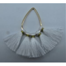 3.5 cm Tassel Pack with tear drop bail (10 pcs) - White