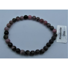 6 mm Gemstone Round Bead Bracelet - 10 pcs pack - Rhodonite