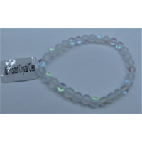 6 mm Gemstone Round Bead Bracelet - 10 pcs pack  - AB Frosty Crystal Clear