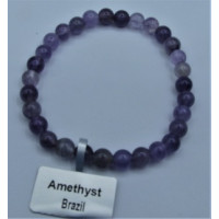 6 mm Gemstone Round Bead Bracelet -  10 pcs Pack - Amethyst 