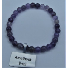 6 mm Gemstone Round Bead Bracelet -  10 pcs Pack - Amethyst 