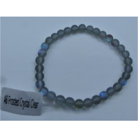 6 mm Gemstone Round Bead Bracelet - 10 pcs pack  - AB Frosted Crystal Gray