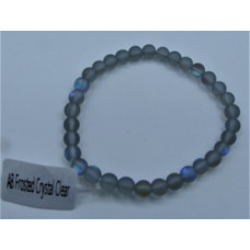 6 mm Gemstone Round Bead Bracelet - 10 pcs pack  - AB Frosted Crystal Gray