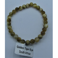 6 mm Gemstone Round Bead Bracelet - 10 pcs pack - Tiger Eye Golden