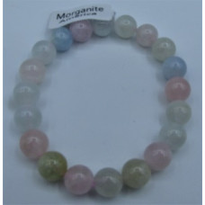 9-10 mm Gemstone Round Bead Bracelet - Morganite