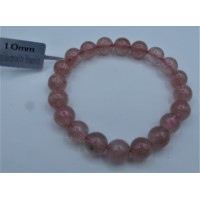 10-12 mm Gemstone Round Bead Bracelet - Lepidochrocite Pink