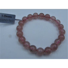 10-12 mm Gemstone Round Bead Bracelet - Lepidochrocite Pink