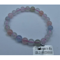 8-10 mm Gemstone Round Bead Bracelet - Morganite Mix