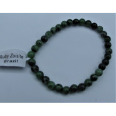 6 mm Gemstone Round Bead Bracelet - 10 pcs pack - Ruby Zoisite