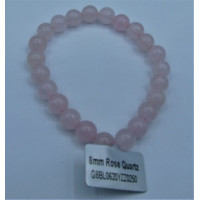 8 mm Gemstone Round Bead Bracelet - 10 pcs Pack - Rose Quartz