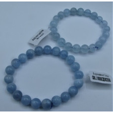 10-12 mm Gemstone Round Bead Bracelet - Aquamarine