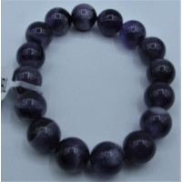 12 mm  Gemstone Round Bead Bracelet - Amethyst