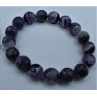 10 mm Gemstone Faceted Round Bead Bracelet - 10 pcs pack - Amethyst