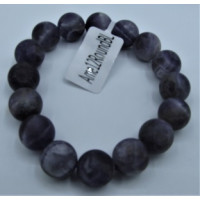 12 mm  Gemstone Rough Surface Round Bead Bracelet- Amethyst