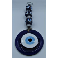 Eye Metal Pendant - Large Blue Eye with 3 square eyes (25 cm total length)