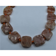 14 x 14 mm Gemstone Bead Strand - Golden Sunstone