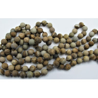 8 mm Round Bead Frosted Necklace - Picture Jasper - 150 cm (59 Inch)