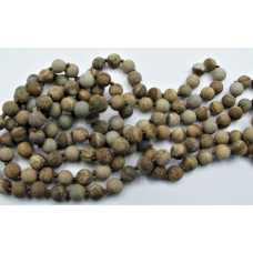 8 mm Round Bead Frosted Necklace - Picture Jasper - 150 cm (59 Inch)