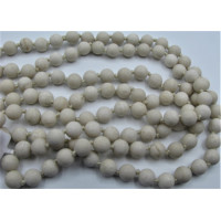 8 mm Round Bead Frosted Necklace - White Fossil - 150 cm (59 Inch)