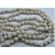 8 mm Round Bead Frosted Necklace - White Fossil - 150 cm (59 Inch)