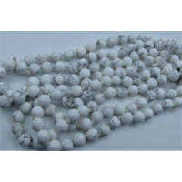 8 mm Round Bead Frosted Necklace - White Howlite - 150 cm (59 Inch)