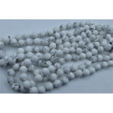 8 mm Round Bead Frosted Necklace - White Howlite - 150 cm (59 Inch)