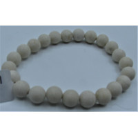 8 mm Gemstone Round Bead Bracelet - 10 pcs Pack - Frosted White Fossil