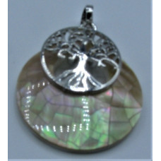 GP Round Shape Pendant with Tree of Life - Shell Gold and Silver