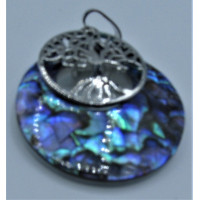 GP Round Shape Pendant with Tree of Life - Abalone