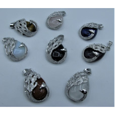 GP Teardrop Pendant with Swan and Bail - Assorted stone available