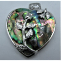 GP Heart Pendant with Roses - Abalone