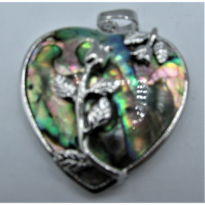 GP Heart Pendant with Roses - Abalone