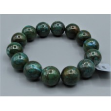 14 mm Gemstone Round Bead Bracelet - Chrysoccolla