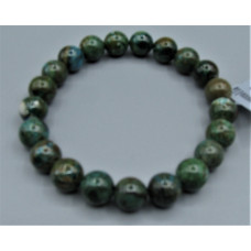 9 - 10 mm Gemstone Round Bead Bracelet - Chrysoccolla