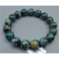 12 mm Gemstone Round Bead Bracelet - Chrysoccolla