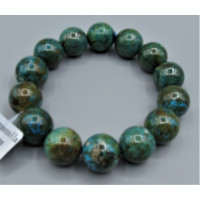 15 mm Gemstone Round Bead Bracelet - Chrysoccolla