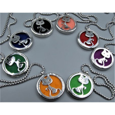 Cage Necklace with Cat - Stainless Steel/Base Medal - 32 inches - Assorted color