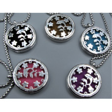 Cage Necklace with Dolphin - Stainless Steel/Base Medal - 32 inches - Assorted color