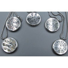 Cage Necklace with Eight Trigrams - Stainless Steel/Base Medal - 32 inches - Assorted color