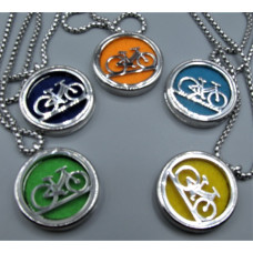 Cage Necklace with Bicycle - Stainless Steel/Base Medal - 32 inches - Assorted color