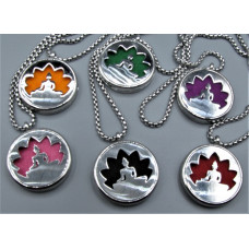 Cage Necklace with Kwin Yin - Stainless Steel/Base Medal - 32 inches - Assorted color