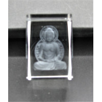 Crystal imitation Quartz Rectangle w Buddha (5 x 5 x 7.5 cm)