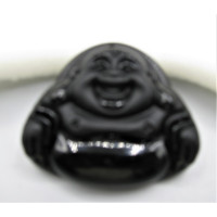 GP Buddha - Black Glass Buddha Head Pendant (40 x 50 mm) - Style 2