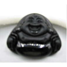 GP Buddha - Black Glass Buddha Head Pendant (40 x 50 mm) - Style 2