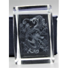 Crystal imitation Quartz Rectangle w Dragon (3 x 3 x 4 cm)