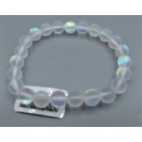 8 mm Gemstone Round Bead Bracelet - 10 pcs pack - AB Frosty Crystal Clear