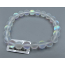 8 mm Gemstone Round Bead Bracelet - 10 pcs pack - AB Frosty Crystal Clear