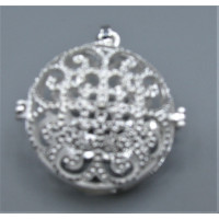 Designer Locket Cage (B210) - Silver plated flowers with Rhinestone Cage (30 mm)