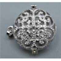 Designer Locket Cage (B210) - Rhodium plated flowers with Rhinestone Cage (30 mm)